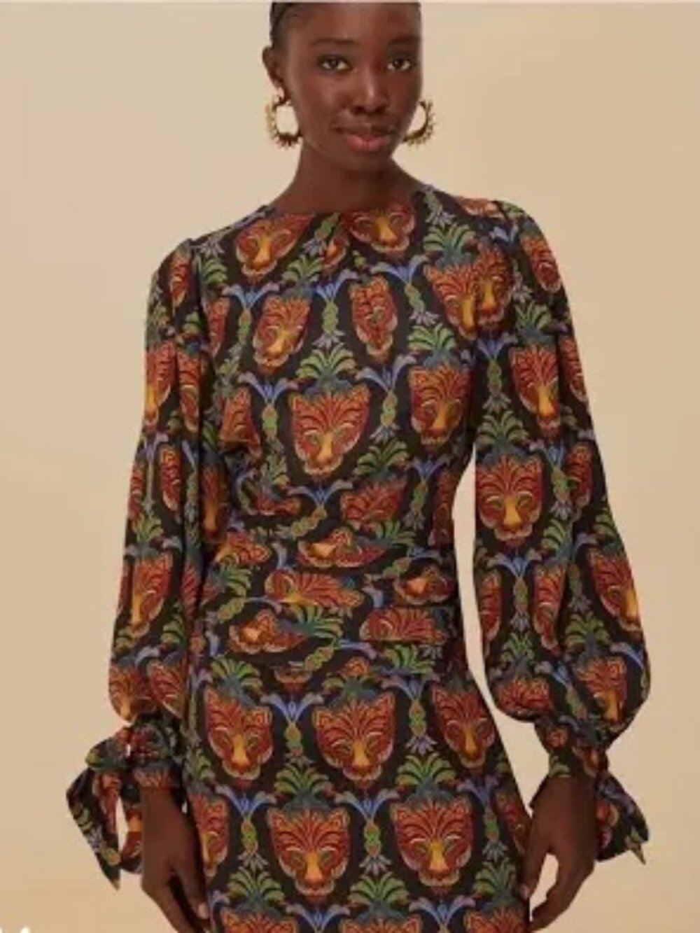 NWT FARM Rio Black Boho Panther Viscose Mini Dress Medium